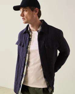 Navy Grid Stitch Overshirt XXL