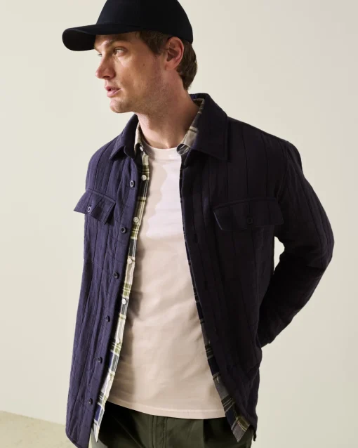 Navy Grid Stitch Overshirt XXL