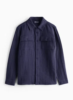 Navy Grid Stitch Overshirt XXL