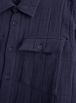 Navy Grid Stitch Overshirt XXL