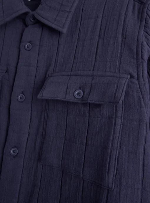 Navy Grid Stitch Overshirt XXL