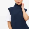 Navy High Neck Knitted Vest 12