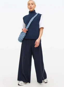 Navy High Neck Knitted Vest 12