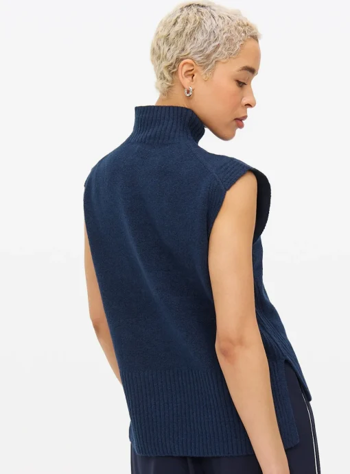 Navy High Neck Knitted Vest 12