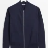 Navy Jacquard Bomber Jacket M