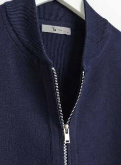 Navy Jacquard Bomber Jacket M