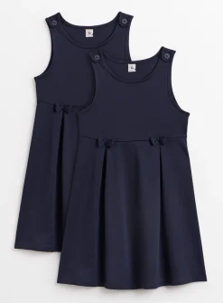 Navy Jersey School Pinafore 2 Pack 4 years
