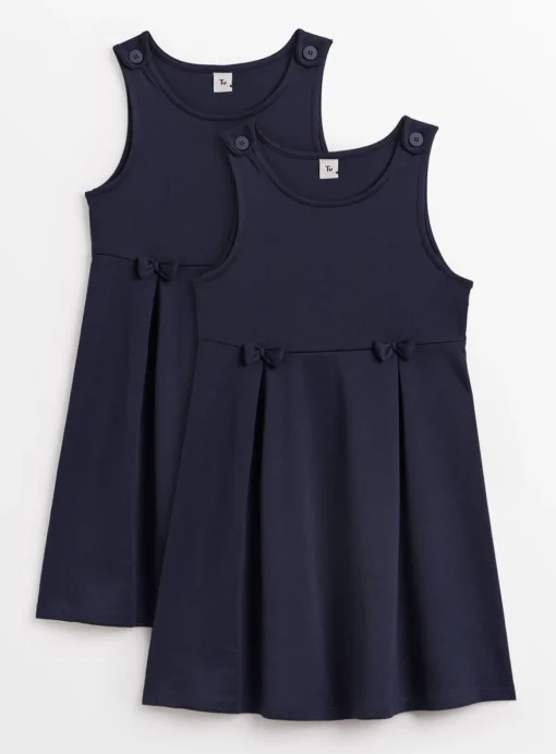 Navy Jersey School Pinafore 2 Pack 4 years