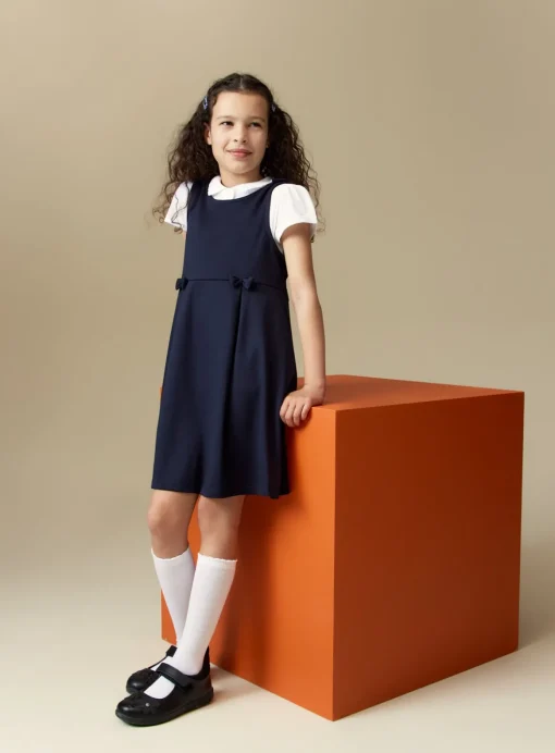 Navy Jersey School Pinafore 2 Pack 4 years