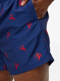 Navy Lobster Print Swim Shorts M