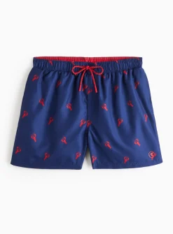 Navy Lobster Print Swim Shorts M