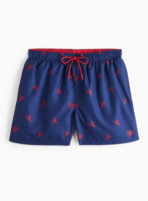 Navy Lobster Print Swim Shorts M