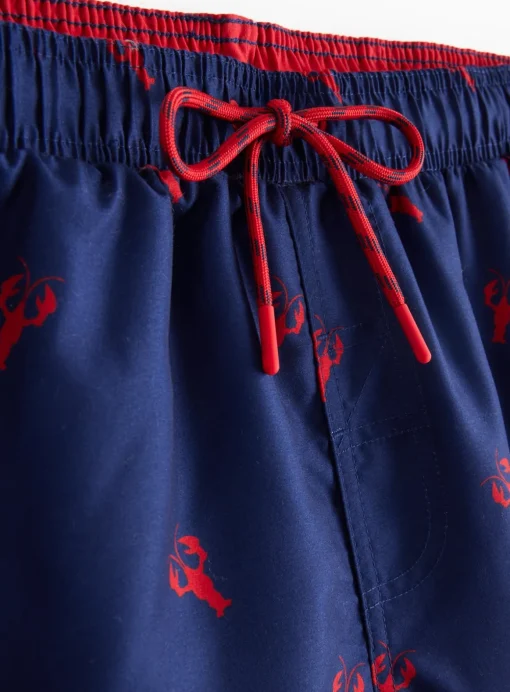Navy Lobster Print Swim Shorts M