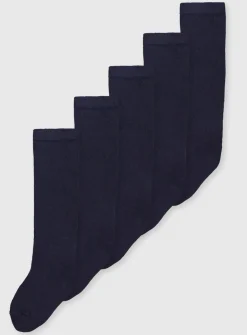 Navy Long Socks 5 Pack 6-8.5