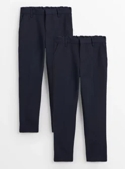 Navy Longer Leg Extendable Hem Trousers 2 Pack 5 years