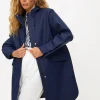 Navy Longline Rubberised Raincoat L