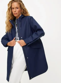 Navy Longline Rubberised Raincoat L