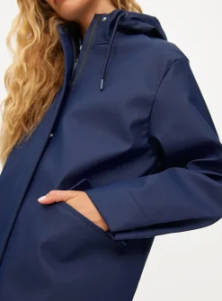 Navy Longline Rubberised Raincoat L
