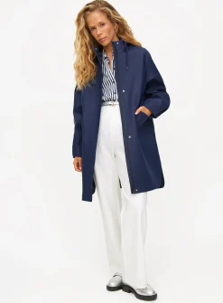 Navy Longline Rubberised Raincoat L