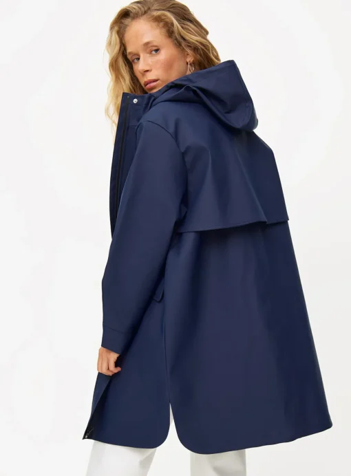 Navy Longline Rubberised Raincoat L