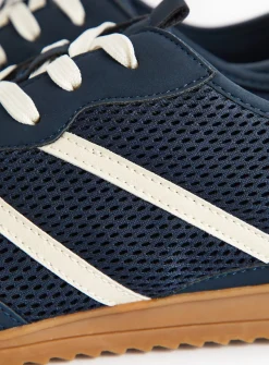 Navy Mesh Retro Style Trainers 12