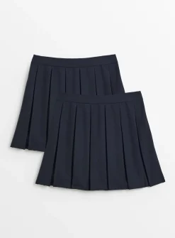Navy Permanent Pleat Skirt 2 Pack 3 years