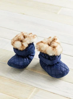 Navy Quilted Snow Boots 9-12 months
