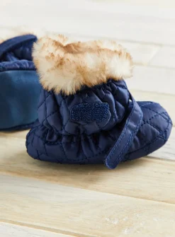 Navy Quilted Snow Boots 9-12 months
