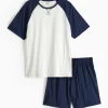 Navy Raglan Jersey Pyjama Set XL