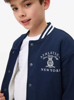 Navy Retro Borg Lined Bomber Jacket 7 years
