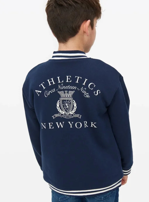 Navy Retro Borg Lined Bomber Jacket 7 years