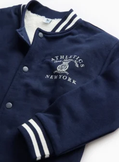 Navy Retro Borg Lined Bomber Jacket 7 years