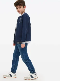 Navy Retro Borg Lined Bomber Jacket 7 years