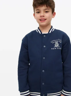 Navy Retro Borg Lined Bomber Jacket 7 years