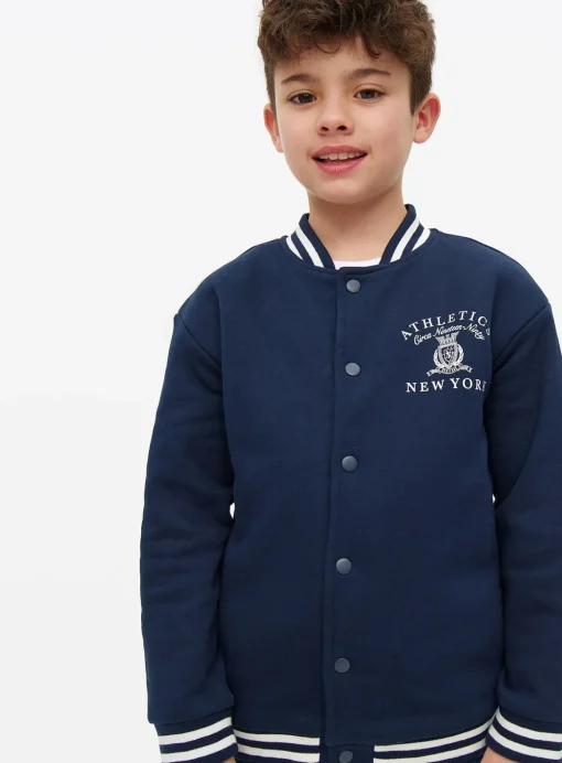 Navy Retro Borg Lined Bomber Jacket 7 years
