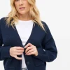 Navy Rib Pocket Relaxed Cardigan L