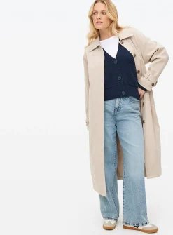 Navy Rib Pocket Relaxed Cardigan L