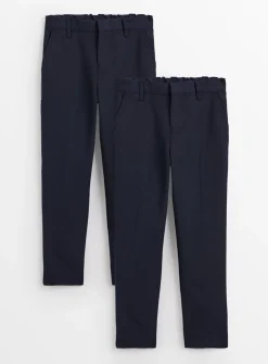 Navy Skinny Fit Extendable Hem Trousers 2 Pack 5 years