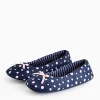Navy Spot Stripe Ballerina Slippers 7