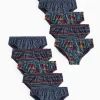 Navy Stripe & Car Printed Briefs 10 Pack 3-4 years