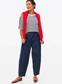 Navy Stripe Boxy Crew Neck T-Shirt XXL