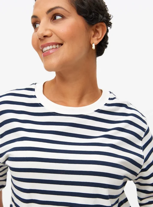 Navy Stripe Boxy Crew Neck T-Shirt XXL