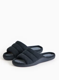 Navy Stripe Jersey Mule Slippers S