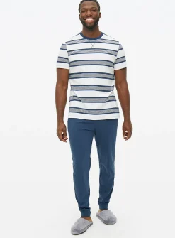Navy Stripe Jersey Pyjamas XL