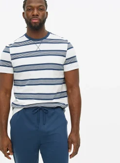 Navy Stripe Jersey Pyjamas XL