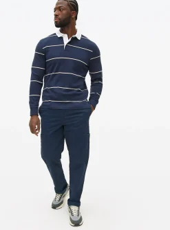 Navy Stripe Long Sleeve Rugby Shirt M