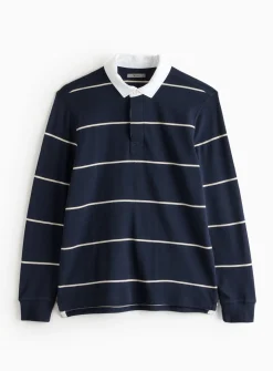 Navy Stripe Long Sleeve Rugby Shirt M