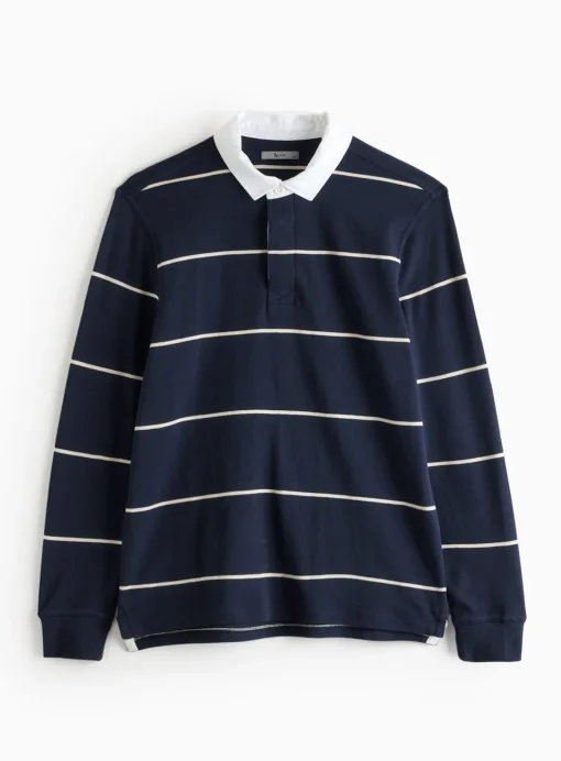 Navy Stripe Long Sleeve Rugby Shirt M