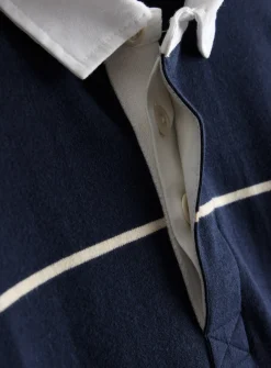 Navy Stripe Long Sleeve Rugby Shirt M