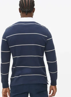 Navy Stripe Long Sleeve Rugby Shirt M